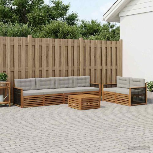 Комплект дивани за открито 7 pcs Натурално и светлосиво
