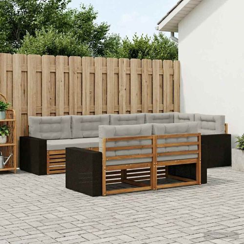 Комплект дивани за открито 7 pcs Натурално и светлосиво