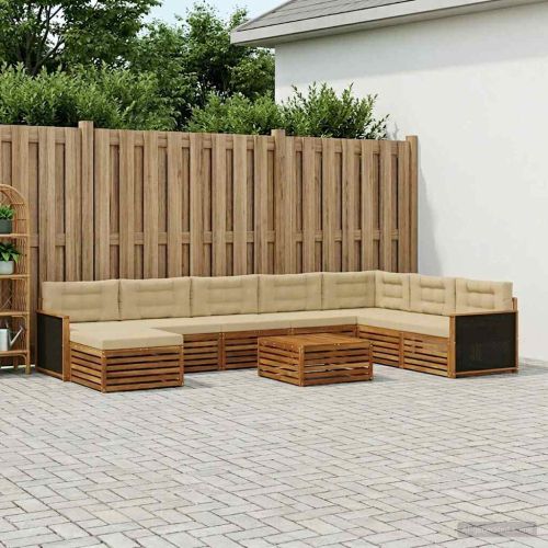 Комплект дивани за открито 9 pcs Натурален и Бежов