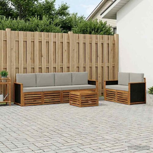Комплект дивани за открито 7 pcs Натурално и светлосиво