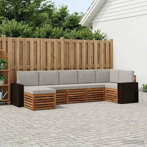 Комплект секционен диван 7 pcs Натурално и светлосиво