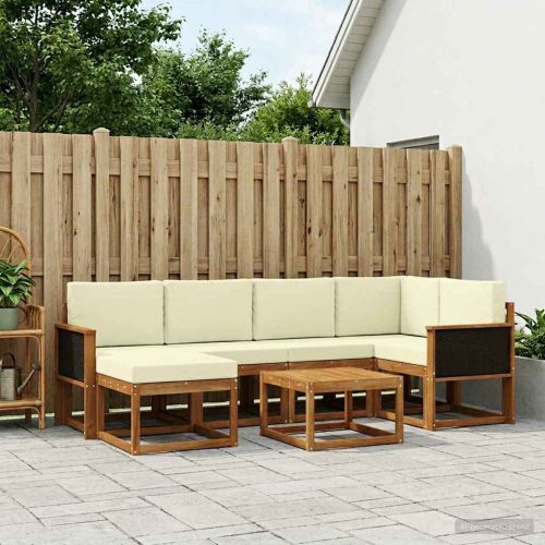 Комплект дивани за открито 7 pcs Натурален и Крема