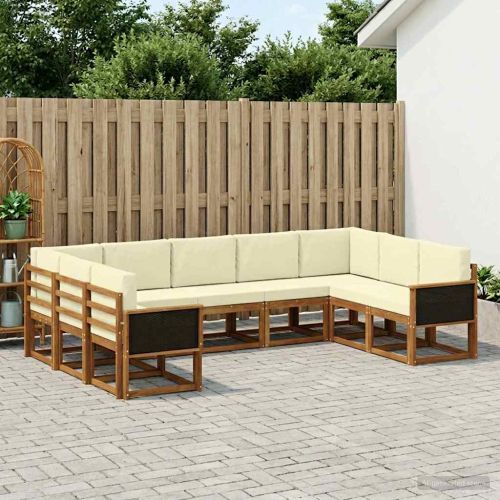 Комплект дивани за открито 9 pcs Натурален и Крема