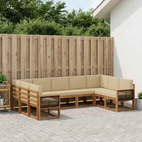 Комплект дивани за открито 9 pcs Натурален и Бежов