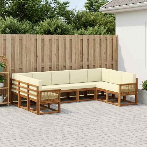 Комплект дивани за открито 9 pcs Натурален и Крема