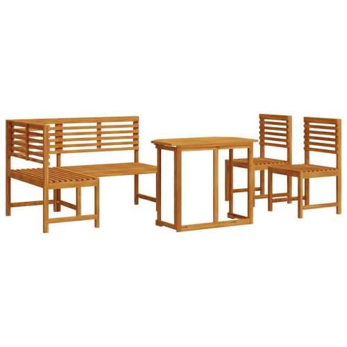 Комплект градинска пейка 4 pcs Кафяво Акациево дърво масив