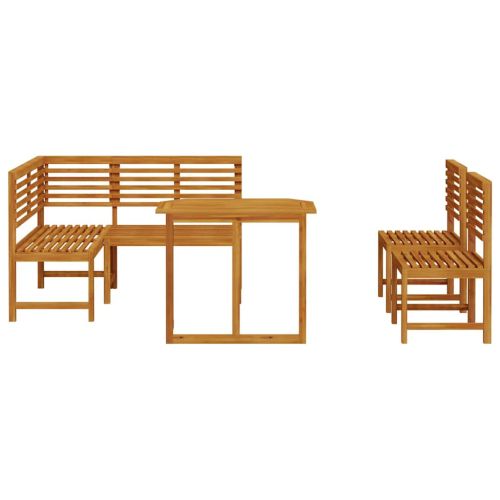 Комплект градинска пейка 4 pcs Кафяво Акациево дърво масив
