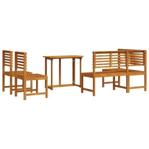 Комплект градинска пейка 4 pcs Кафяво Акациево дърво масив