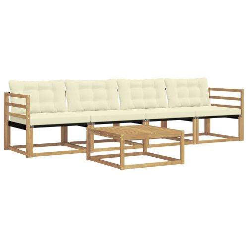 Комплект дивани за открито 5 pcs Бяло и кремаво 79 x 79 x 37 см