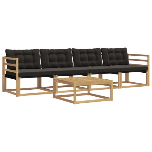 Комплект дивани за открито 5 pcs Бяло и черно 79 x 79 x 37 см