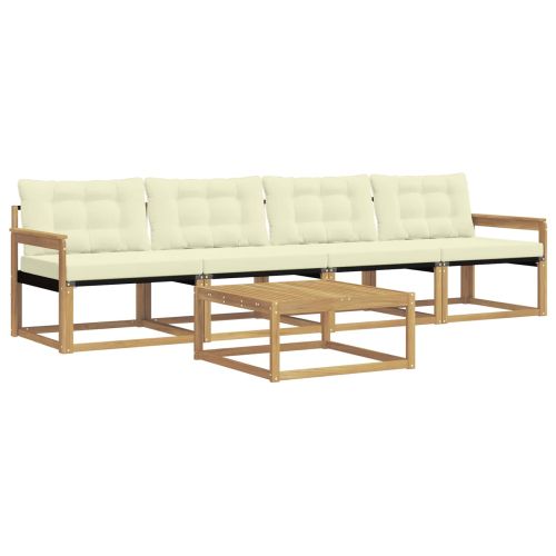 Комплект дивани за открито 5 pcs Бяло и кремаво 79 x 79 x 37 см