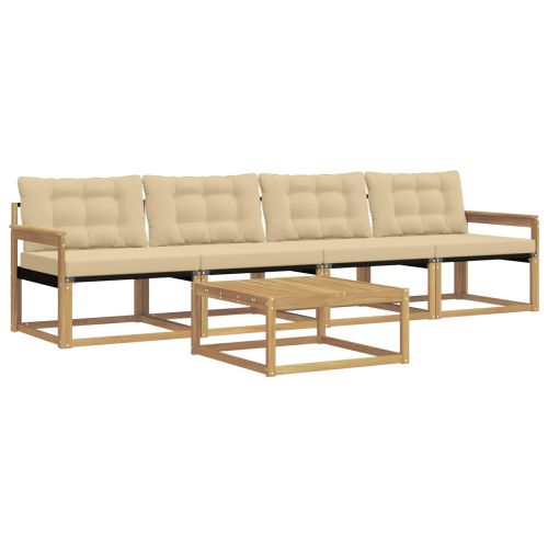 Комплект дивани за открито 5 pcs Бяло и Бежово 79 x 79 x 37 см