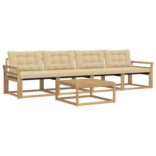 Комплект дивани за открито 5 pcs Бяло и Бежово 79 x 79 x 37 см