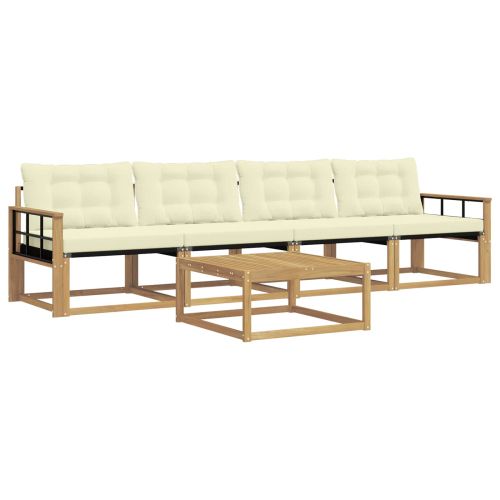 Комплект дивани за открито 5 pcs Бяло и кремаво 79 x 79 x 37 см