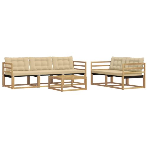Комплект дивани за открито 6 pcs Бяло и Бежово 79 x 79 x 37 см
