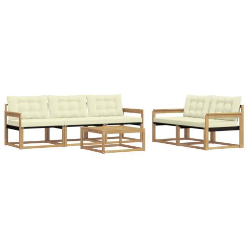 Комплект дивани за открито 6 pcs Бяло и кремаво 79 x 79 x 37 см
