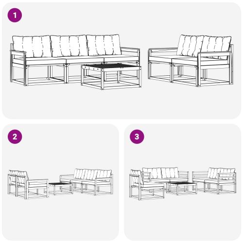 Комплект дивани за открито 6 pcs Бяло и Бежово 79 x 79 x 37 см