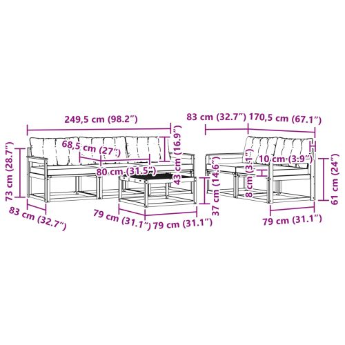 Комплект дивани за открито 6 pcs Бяло и Бежово 79 x 79 x 37 см