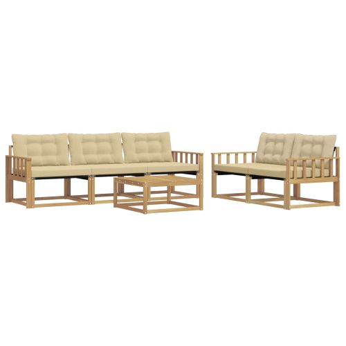 Комплект дивани за открито 6 pcs Бяло и Бежово 79 x 79 x 37 см