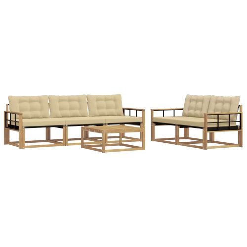 Комплект дивани за открито 6 pcs Бяло и Бежово 79 x 79 x 37 см