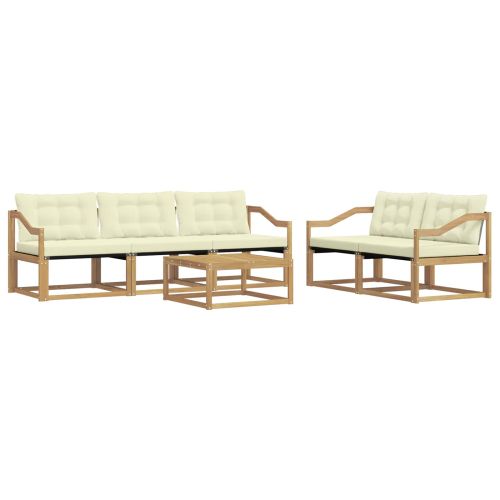 Комплект дивани за открито 6 pcs Бяло и кремаво 79 x 79 x 37 см