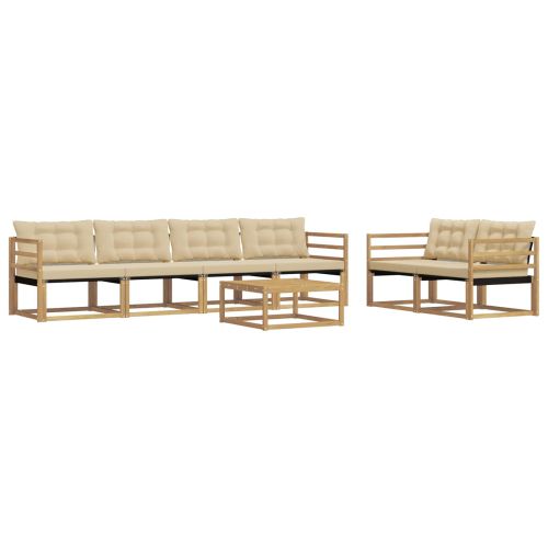Комплект дивани за открито 7 pcs Бяло и Бежово 79 x 79 x 37 см