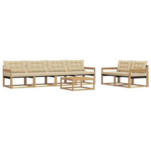 Комплект дивани за открито 7 pcs Бяло и Бежово 79 x 79 x 37 см