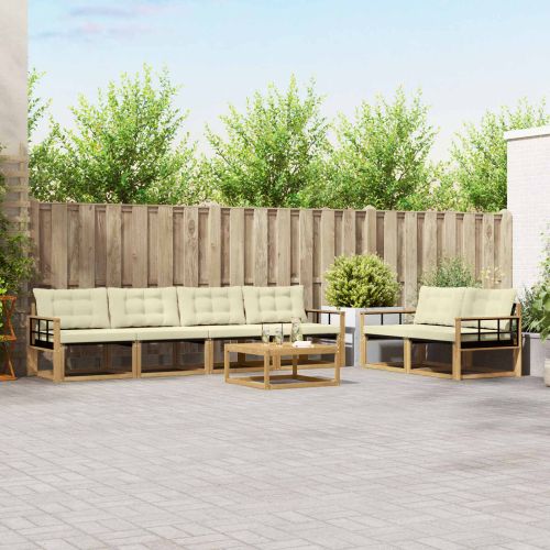 Комплект дивани за открито 7 pcs Бяло и кремаво 79 x 79 x 37 см