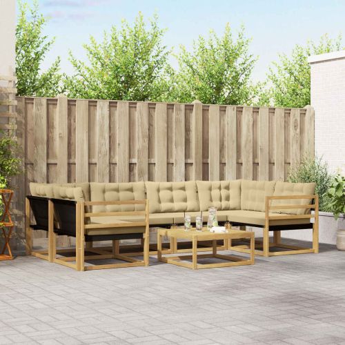 Комплект дивани за открито 7 pcs Бяло и Бежово 79 x 79 x 37 см