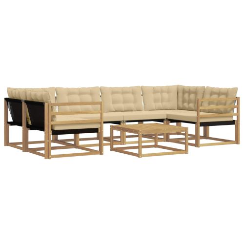 Комплект дивани за открито 7 pcs Бяло и Бежово 79 x 79 x 37 см