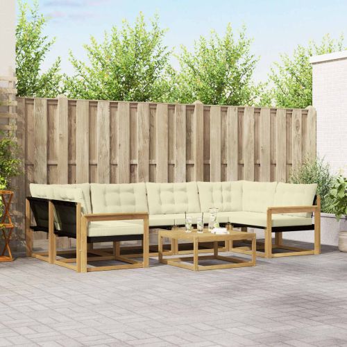 Комплект дивани за открито 7 pcs Бяло и кремаво 79 x 79 x 37 см