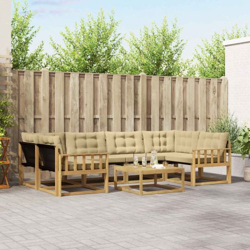 Комплект дивани за открито 7 бр. Бяло и Бежово