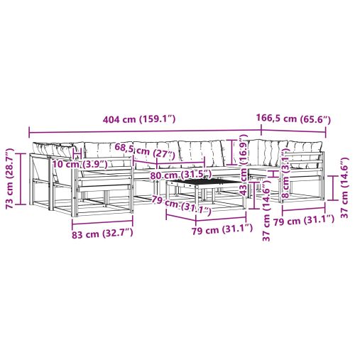 Комплект дивани за открито 8 pcs Бяло и Бежово 79 x 79 x 37 см