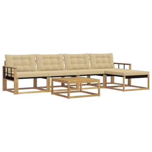Комплект дивани за открито 6 pcs Бяло и Бежово 79 x 79 x 37 см