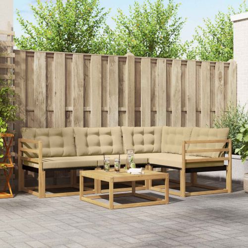 Комплект дивани за открито 5 pcs Бяло и Бежово 79 x 79 x 37 см