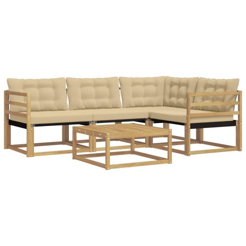 Комплект дивани за открито 5 pcs Бяло и Бежово 79 x 79 x 37 см