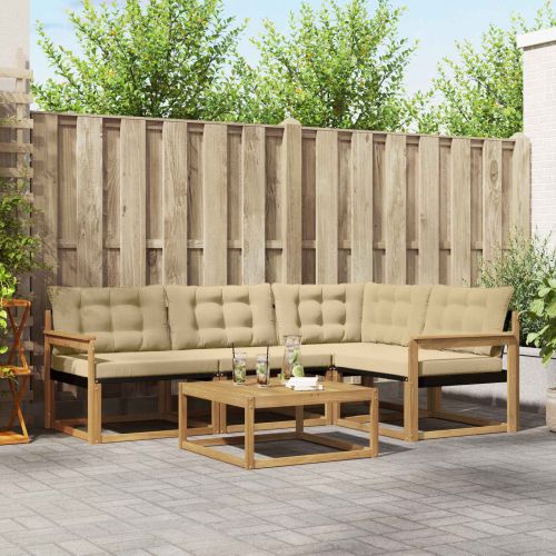 Комплект дивани за открито 5 pcs Бяло и Бежово 79 x 79 x 37 см