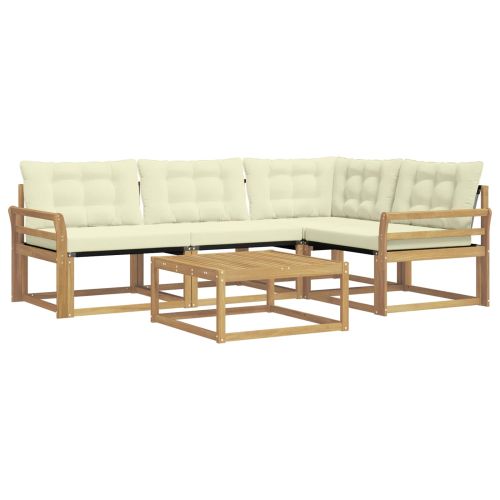 Комплект дивани за открито 5 pcs Бяло и кремаво 79 x 79 x 37 см