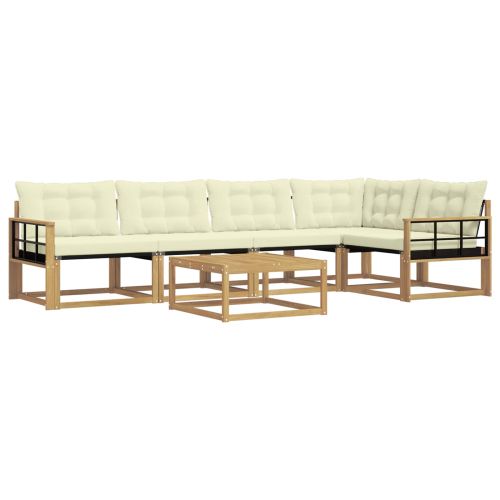 Комплект дивани за открито 6 pcs Бяло и кремаво 79 x 79 x 37 см