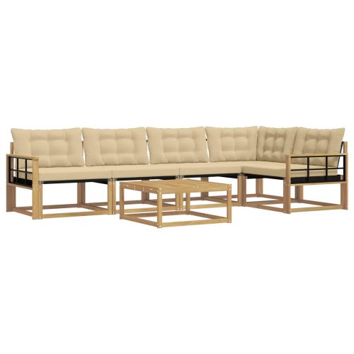 Комплект дивани за открито 6 pcs Бяло и Бежово 79 x 79 x 37 см