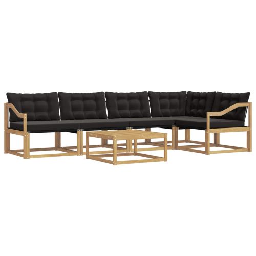 Комплект дивани за открито 6 pcs Бяло и черно 79 x 79 x 37 см