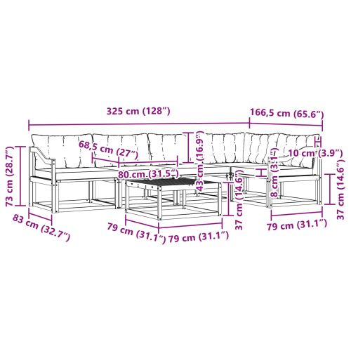 Комплект дивани за открито 6 pcs Бяло и черно 79 x 79 x 37 см