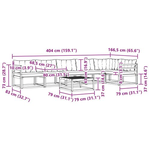 Комплект дивани за открито 7 pcs Бяло и кремаво 79 x 79 x 37 см