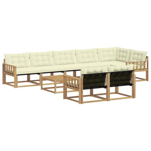 Комплект дивани за открито 9 pcs Бяло и кремаво 79 x 79 x 37 см