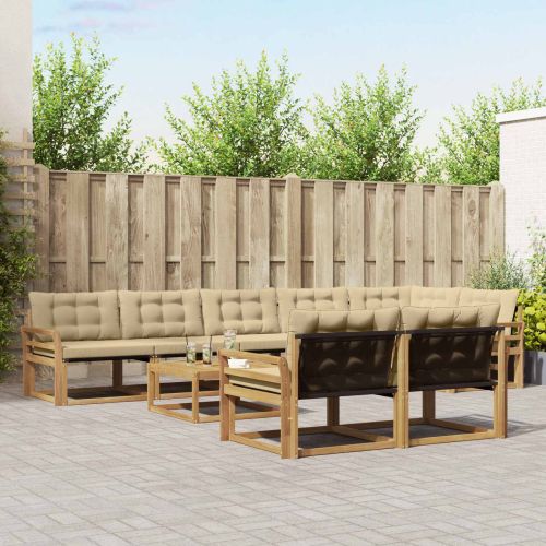 Комплект дивани за открито 9 pcs Бяло и Бежово 79 x 79 x 37 см