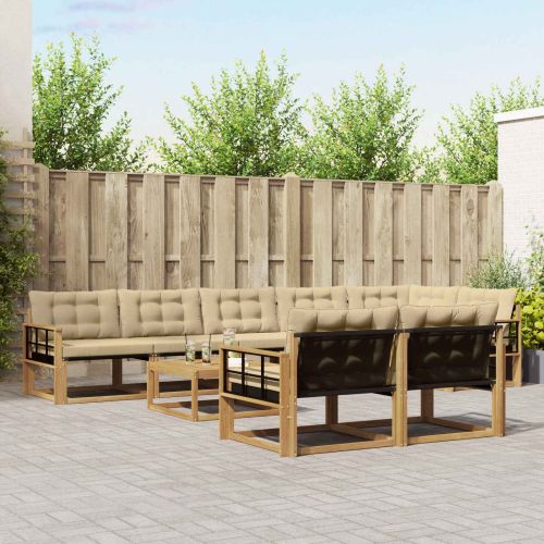 Комплект дивани за открито 9 pcs Бяло и Бежово 79 x 79 x 37 см