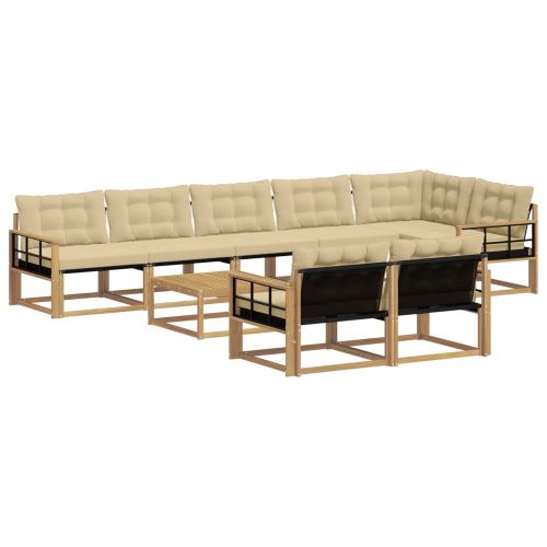 Комплект дивани за открито 9 pcs Бяло и Бежово 79 x 79 x 37 см