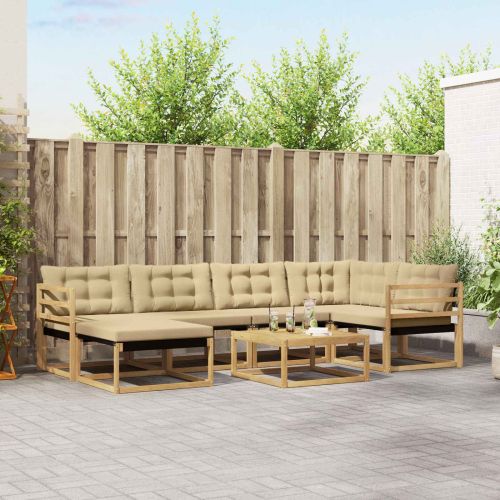 Комплект дивани за открито 7 pcs Бяло и Бежово 79 x 79 x 37 см