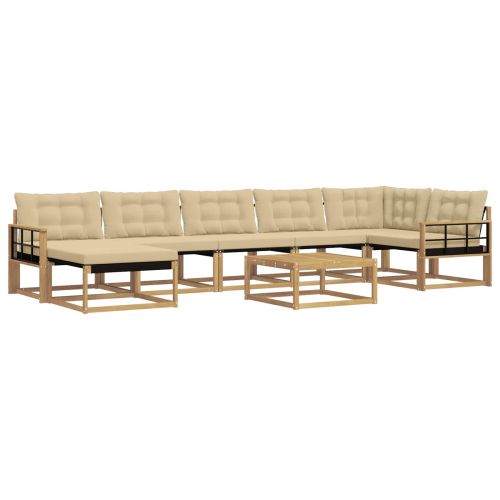 Комплект дивани за открито 8 pcs Бяло и Бежово 79 x 79 x 37 см