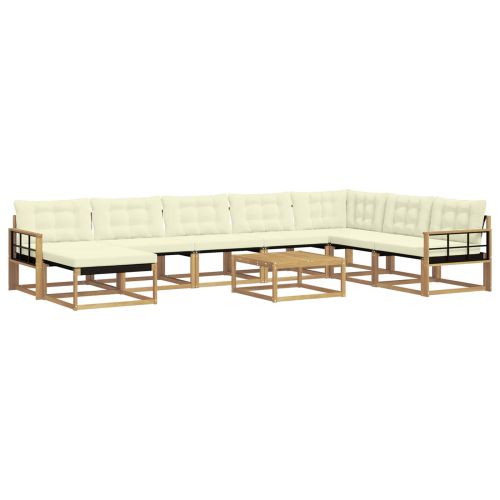 Комплект дивани за открито 9 pcs Бяло и кремаво 79 x 79 x 37 см